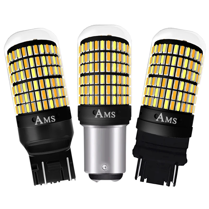 50ks signálna lampa P21W LED 7443 3157 žiarovka 168SMD CANBUS brzdové svetlo 1157 LED BAY15D P21/5W Biela jantárová dvojfarebná svetlo 12v