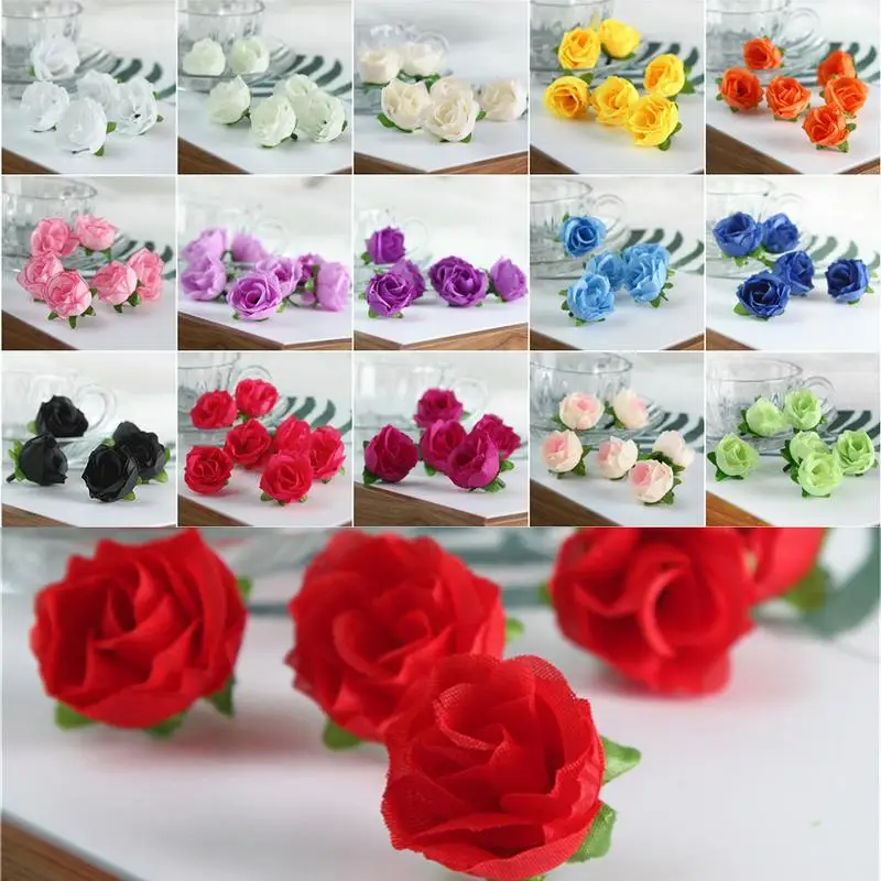 50ks/simulácia simulácie hodváb Rose kvetinová hlava umelá DIY DIY Little Bud Svadba zdobené DIY falošné penové kvety lacné
