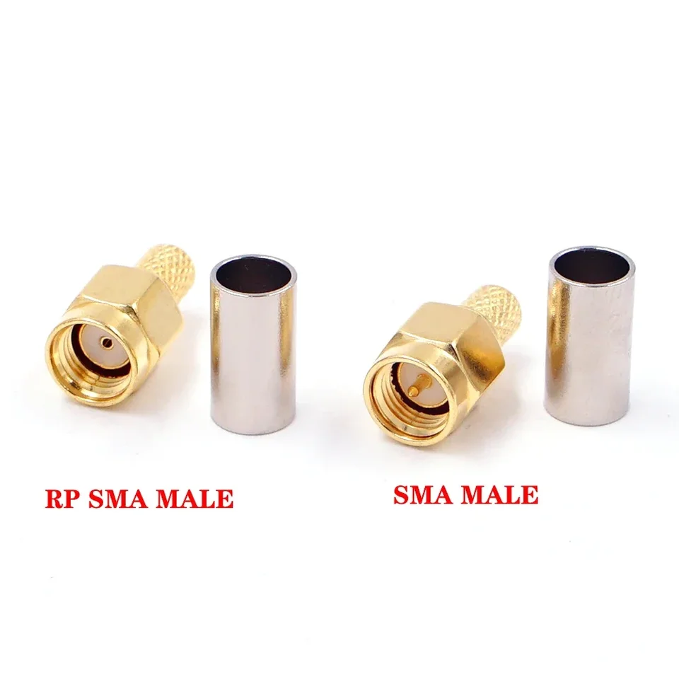 50ks SMA samca konektora Crimp pre RG58 LMR195 RG400 RG142 50-3 Kábel RF koaxiálny konektor RP SMA samec SMA