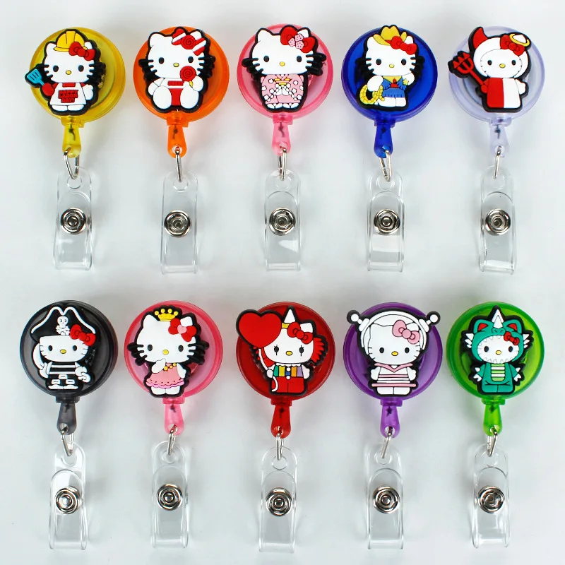 50ks/veľa Sanrio Hello Kitty ID Card Držiak škálovateľné prepínacie klipy Zamestnanec Karta Doctor Nurse Hrudná karta Študentská karta Držiak karty