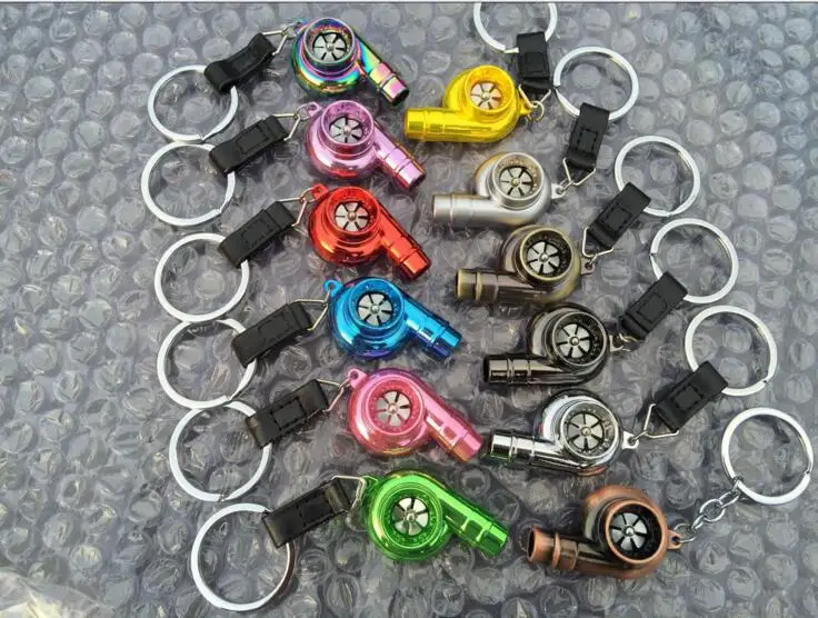 50ks/veľa skutočného píšťalky zvuku Turbo Keychain Spinning Turbine Turbine Ring Ring Ring Keyring Hot 10 farieb