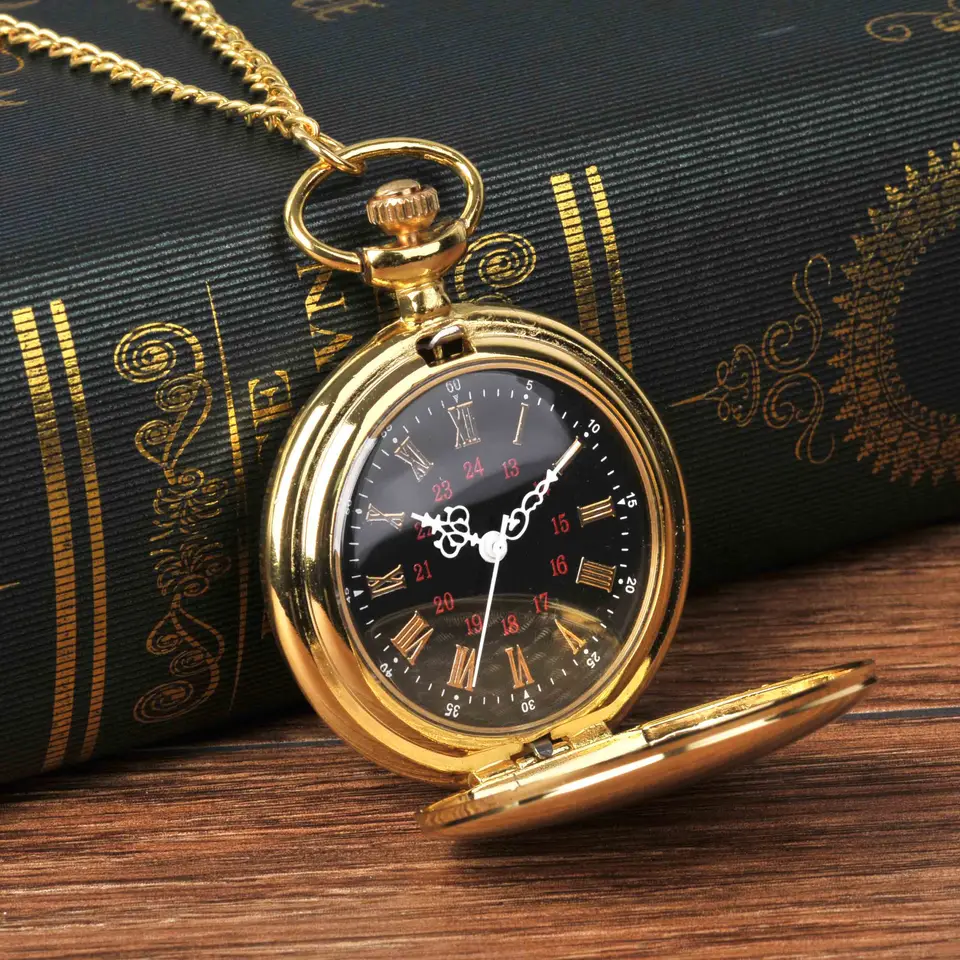 50ks/veľa zlata Gold Smooth Case Quartz Pocket Watch Roman Dial Flip Darček hodinky Men Dámske hodinky Zbierka hodinky