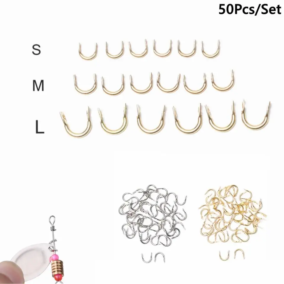 50ks/veľa zloženého klipu v tvare U Clevisises Easy Spin Solid Mosadz rybolovné návnady umelé návnady Spinner Outdoor Fishing doplnky