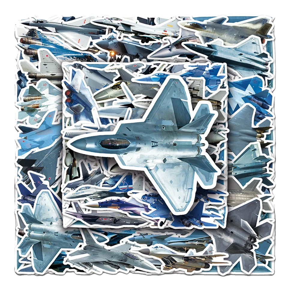 50ks Warplane Fighter Lietadlo pre notebookové papierové potreby Pohár vintage chlapca nálepka Scrapbooking Material Craft Supplies