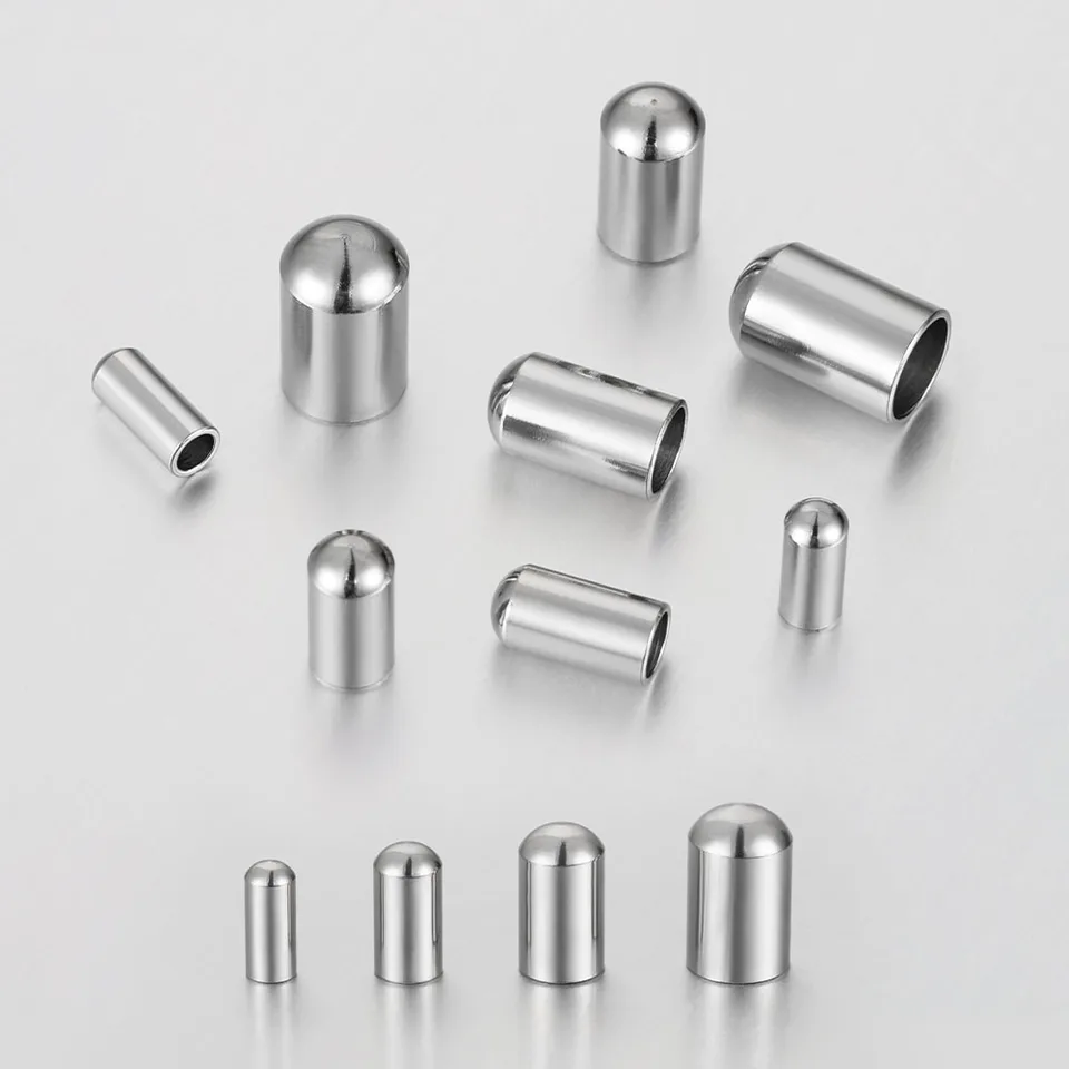 50ks z nehrdzavejúcej ocele kožené koncové čiapky Crimp Cord Drôch otvor 2/3/4/5 mm zazne