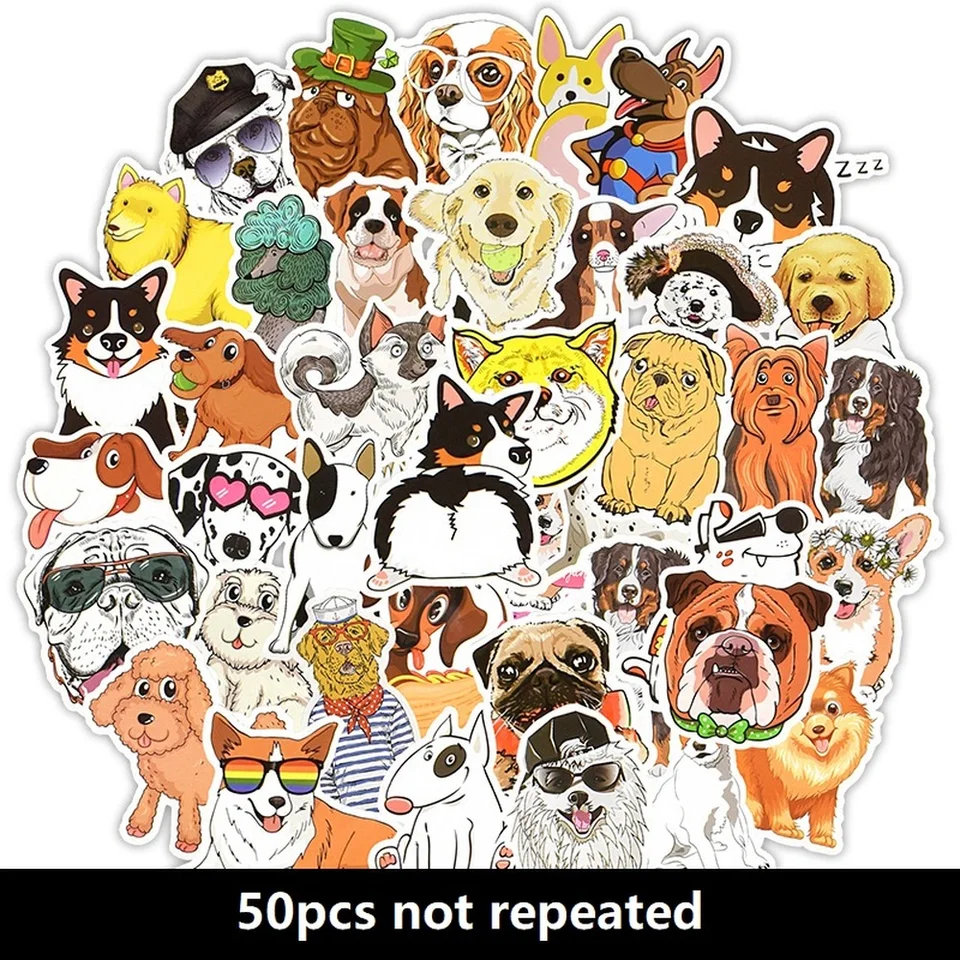 50ks zvierací karikatúra roztomilé psy Graffiti nálepky Kawaii Corgi Corgi Sticker Vodotesný skateboard laptop batožina detská nálepka