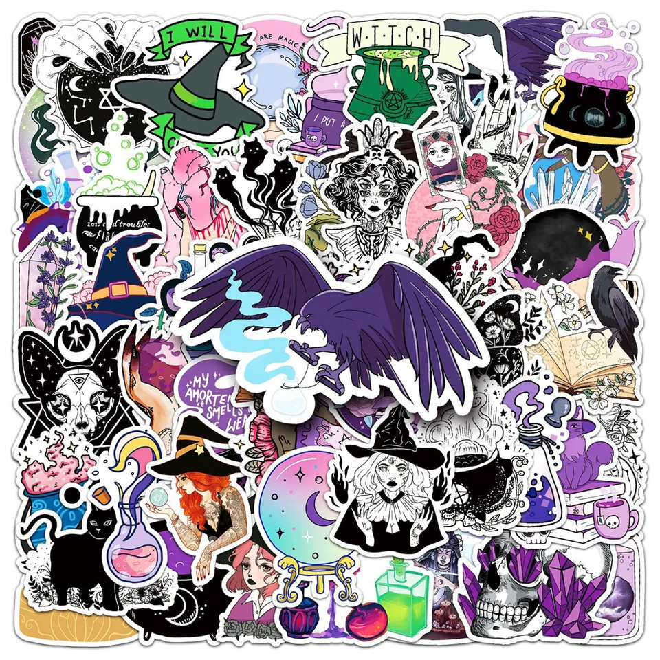 50ks čarodejnice graffiti nálepky Pack balenie iPad telefón prenosný počítač DIY Magic Sticker Aestetic Scrapbooking Supplies Doplnky denníka