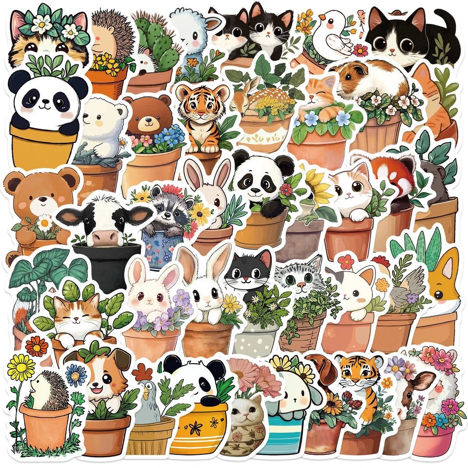 50ks četsové zvieratá Panda Cat Tiger Stickers Aestetic DIY batožina Guitar notebook graffiti dekorácia nálepka hračky