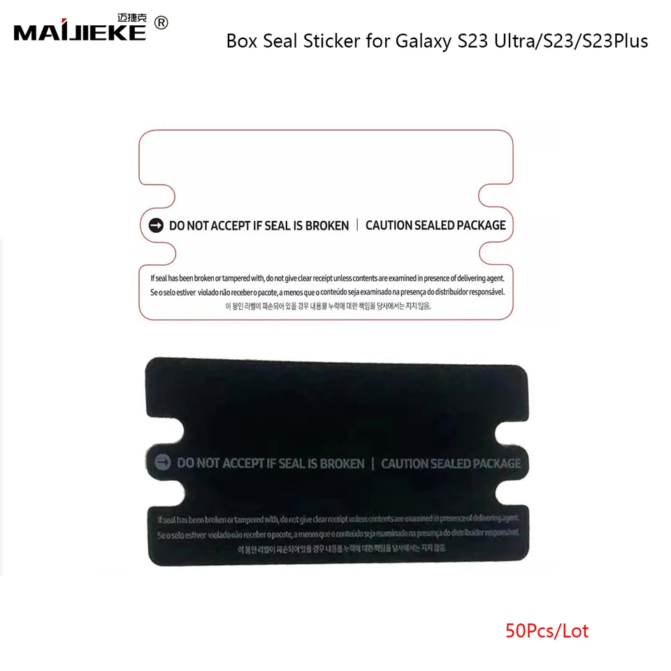 50ks čierna biela skrinka štítok tesnenia pečate pre Samsung Galaxy S23 Ultra S23U S23 plus tesniaci marker indikátor US EU SA Verzia