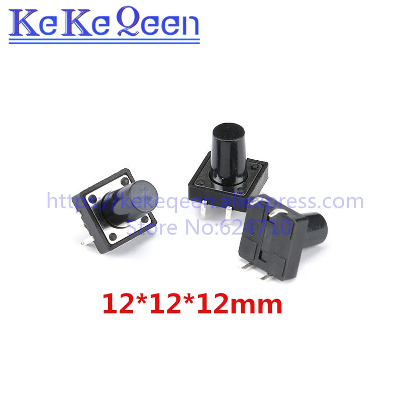50ks/šarža 12*12*12 mm 12x12x12mm dotykový gombík Micro prepínač Priamy plug-in self-reset tlačidlá