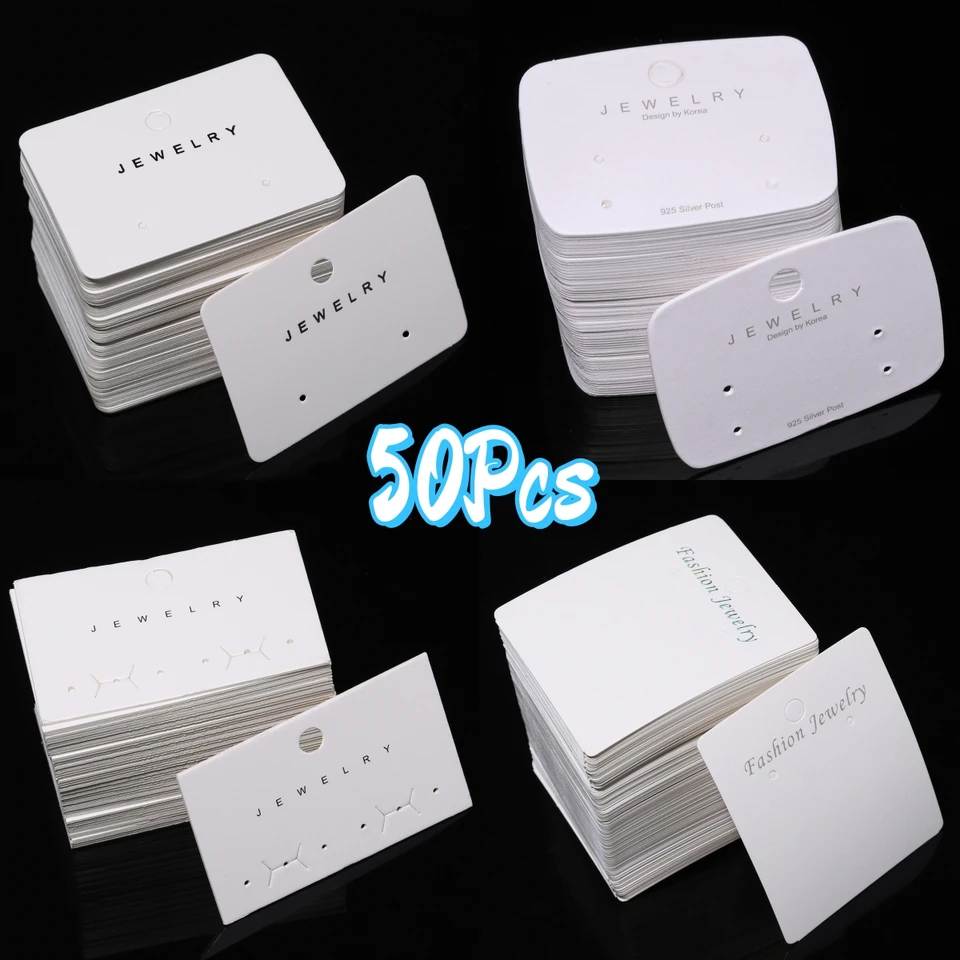 50ks/šarža 6x9cm biely kartónový papierový náušnice Zobrazovacie karty náušnice Závesná karta Záves pre kutilové ušné cvočky šperky na zobrazovaciu kartu
