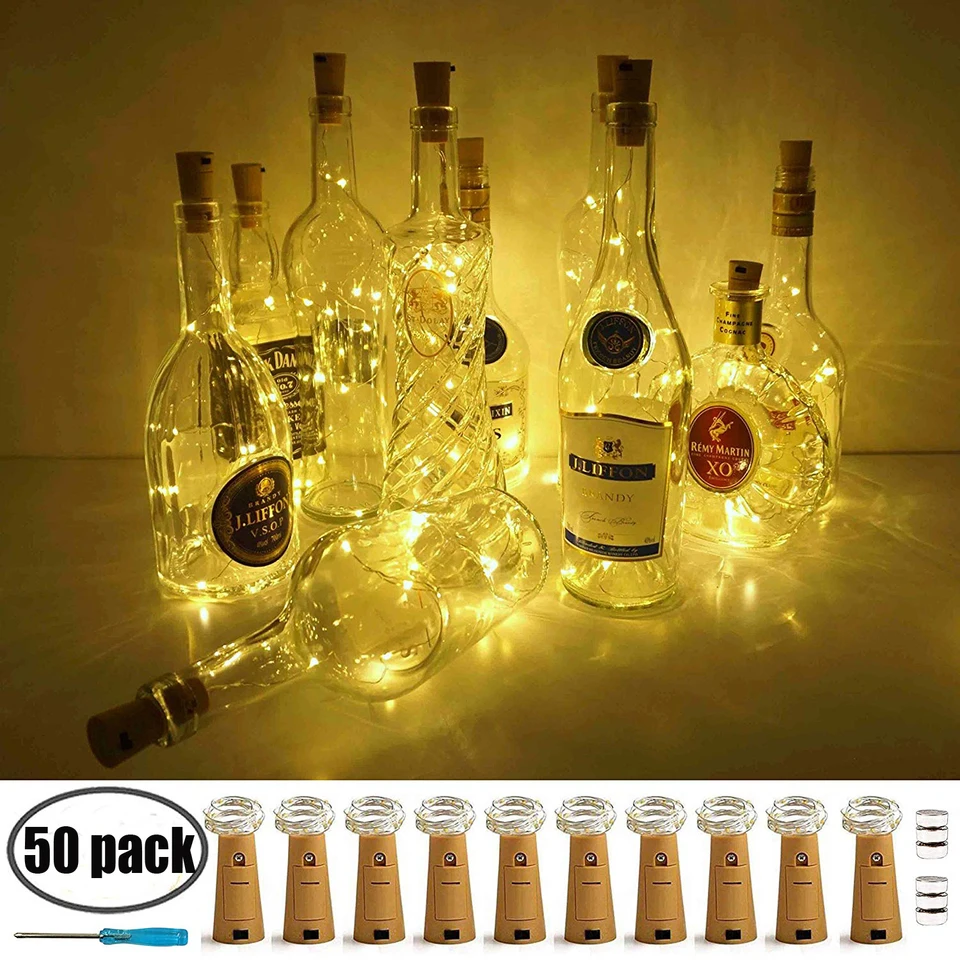 50ks/šarža svetlá na fľaše vína s korkovou batériou ovládanou LED tvare Cork Mini String Lights for DIY Party vianočné dekorácie