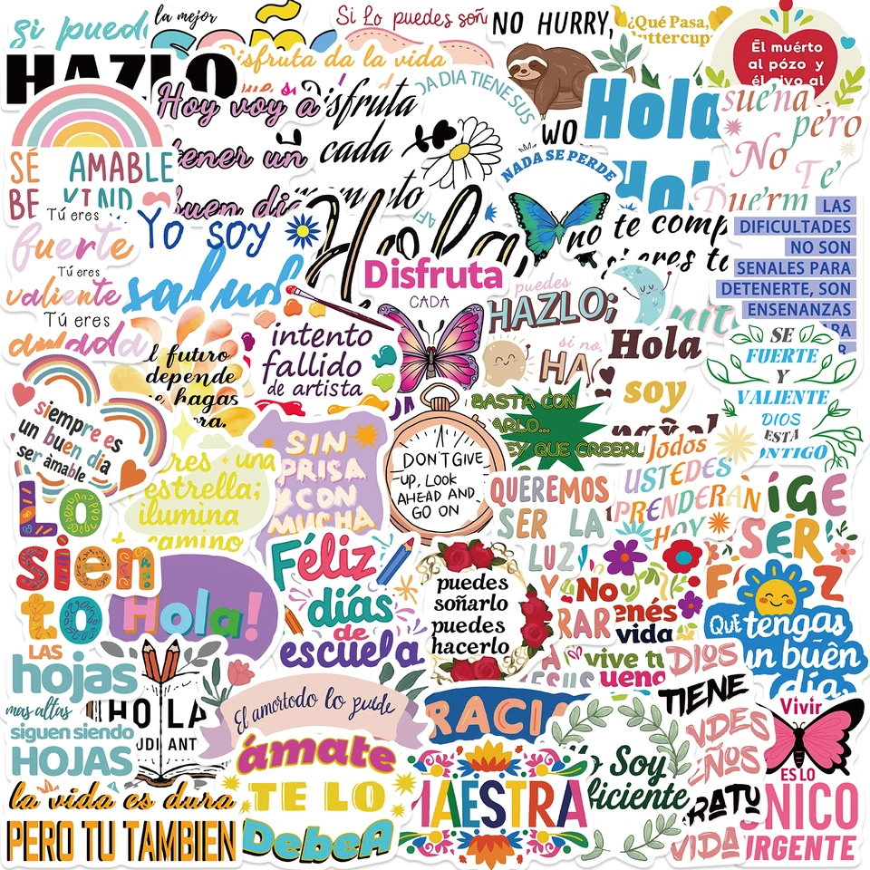 50ks španielske inšpiratívne nálepky Motivačné frázy Životné citáty Citácie DIY študijná miestnosť Scrapbooking Stuckers Toy Hray