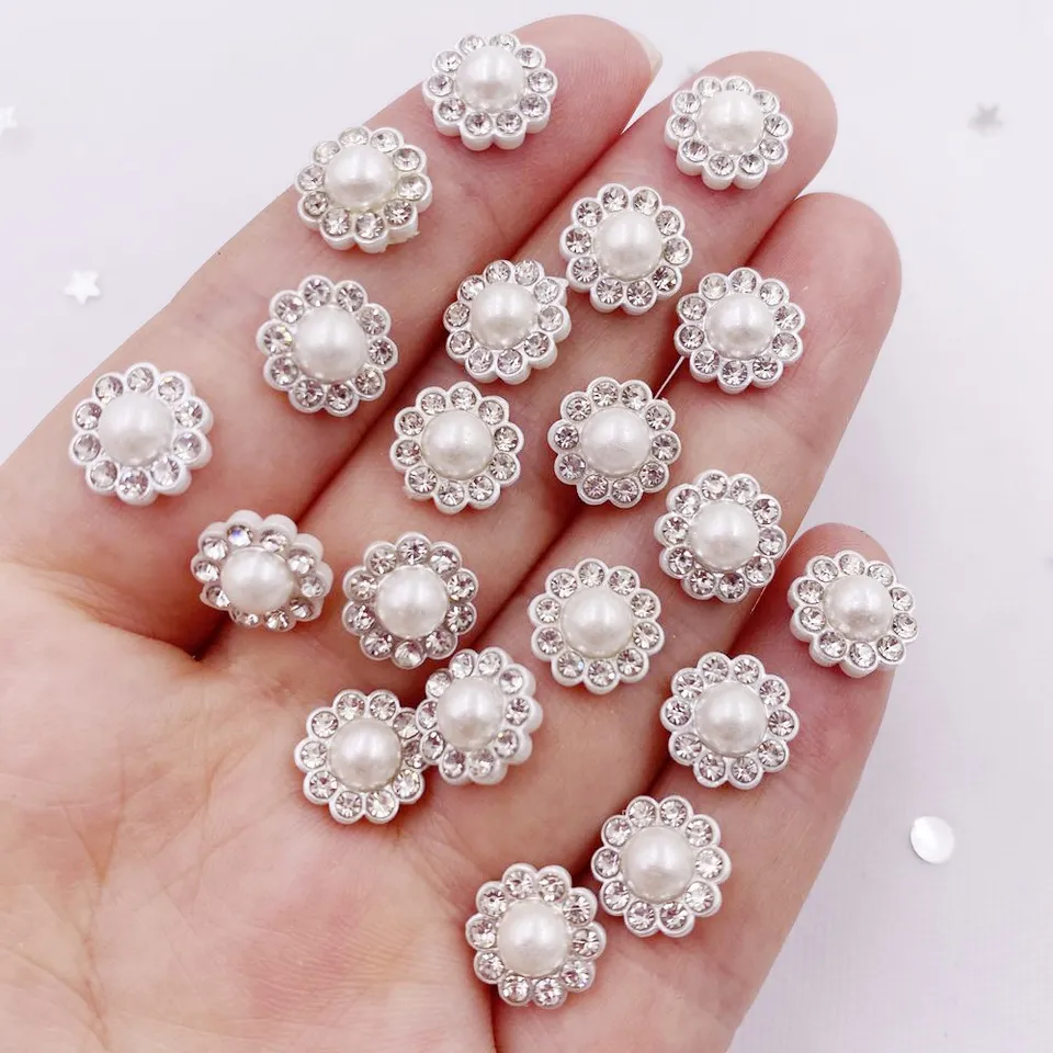 50ks živice kvet a okrúhle perlové plošné kryštály na nechty kamienok na kĺzanie Svadba DIY Scrapbook Ornament Craft Accessories v01
