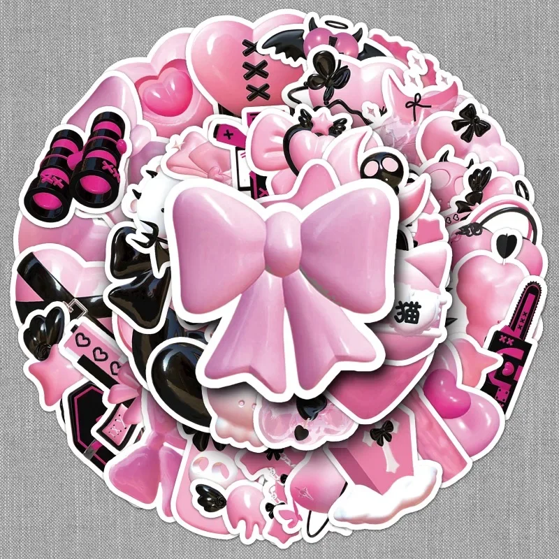 50pc/set Creative Deisgn Scrapbook Sticker čierna ružová farba Počúvanie Key Demon Journal Sticker DIY DECON DECORE BLAGIERKA STACKER