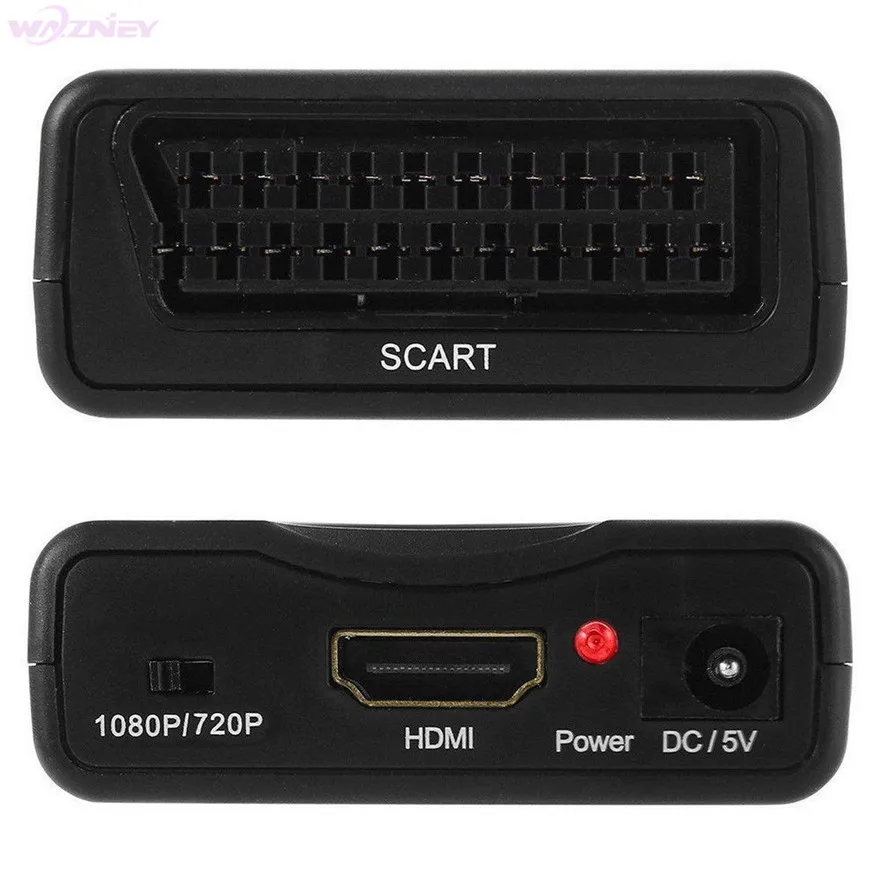 50pcs1080p HDMI to Scart to HDMI Composite Video Stereo Scaler prevodník zvukového adaptéra s káblom USB pre Sky Box HD TV DVD STB
