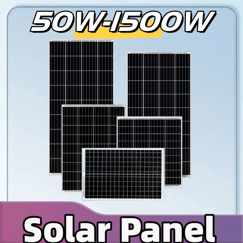 50W-1500W Solárny panel 18V Vysokoúčinný jednorazový prenosný prenosný vonkajší pohotovostný solárny fotovoltaický systém výroby energie