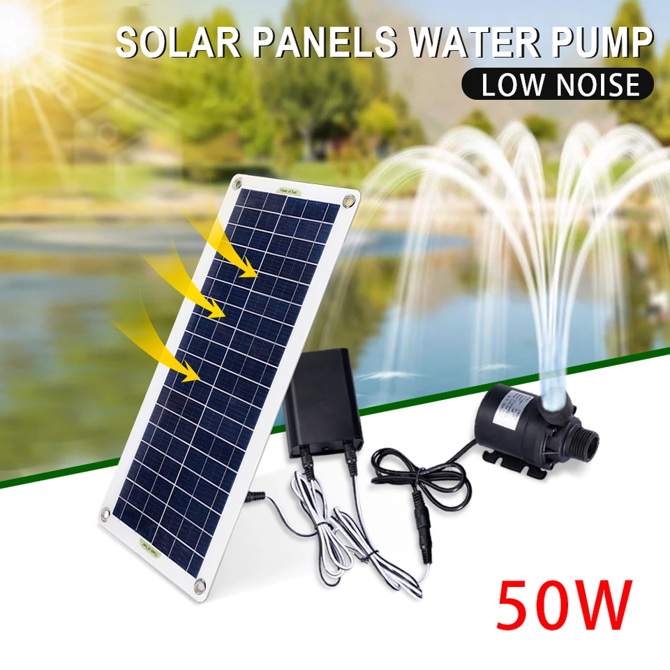 50W 800L/h Solárna vodná čerpadlá jednotka bez kefy Ultra Tichý kontinuálny pracovný bazén Vodné čerpadlo Rybia rybník Fontain Garden Decoration Kit