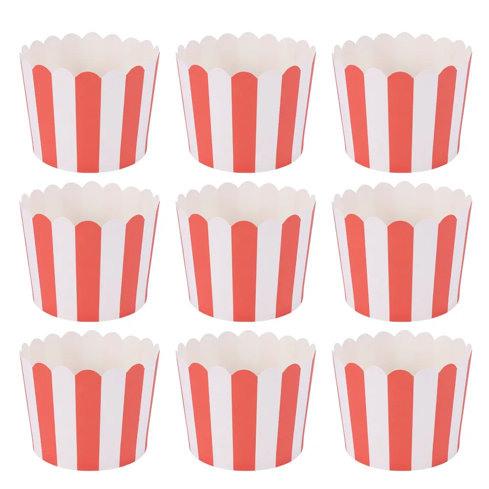 50X Cupcake Wrapper papierový koláč puzdro na pečenie šálky vložky muffin kuchyňa Červené pruhy