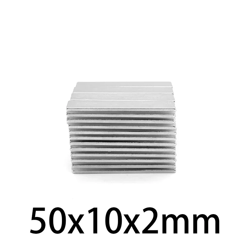 50x10x2mm ndfeb Strong Rare Earth Magnet Blok obdĺžnikového neodymium magnetov 50mmx10mmx2mm Magnetic 50*10*2 mm
