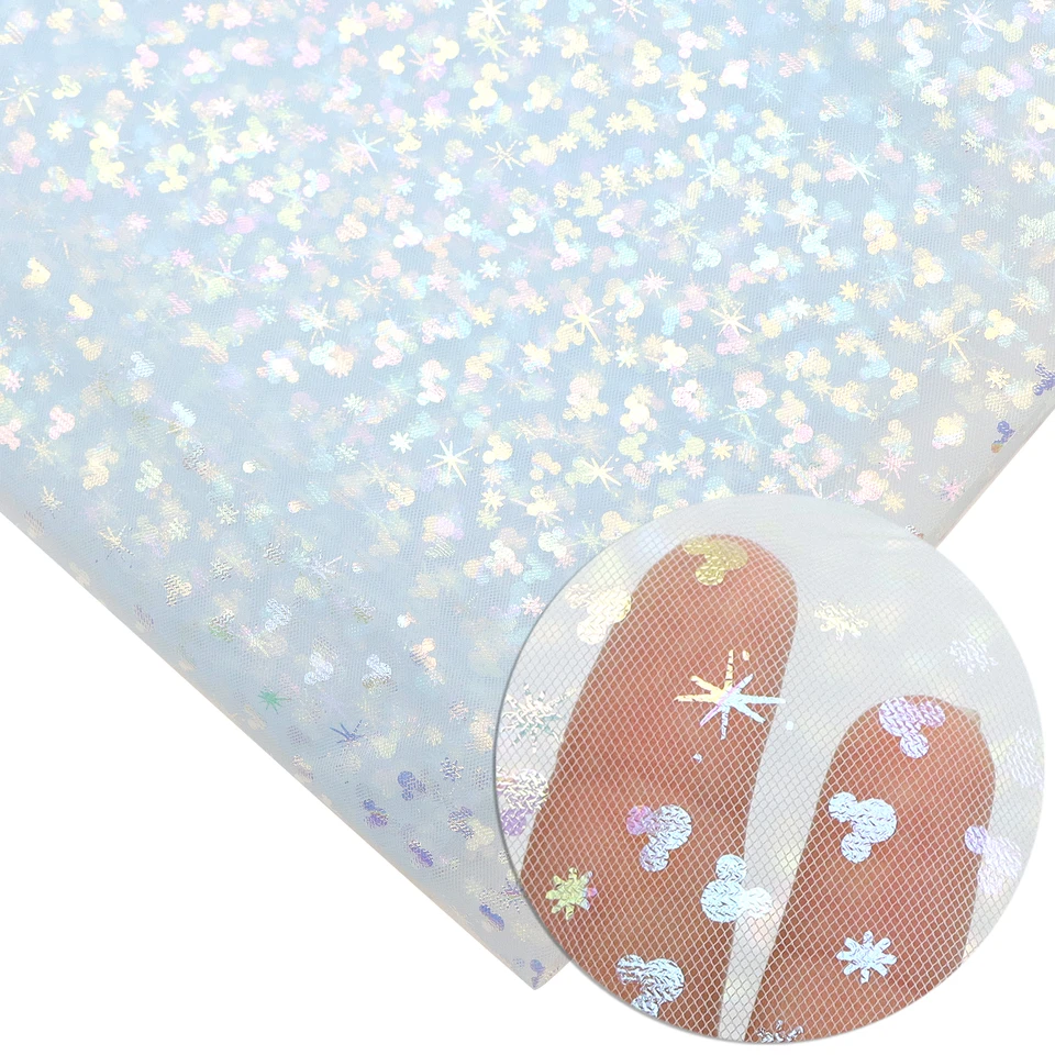 50x130cm Iridescent Disney Mickey fólia tyl Tulle tkanina pre domáce oblečenie tutu šaty svadobné dekorácie Organza remeslá šijacia tkanina