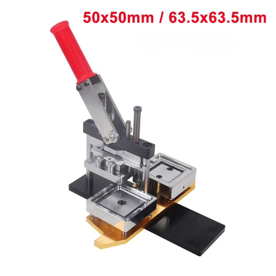 50x50mm / 63,5 x 63,5 mm Profesionálny štvorcový chladnička Odznak Press strojový manuálny stroj na chladničku Magnet výroba pre podnikanie pre podnikanie