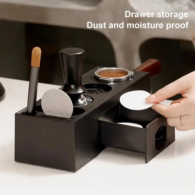 51/53/58 mm Espresso Tamper Station Držiteľ tuhádenca Stand Espresso Coffee Organizer Box s zásuvkou kuchynské doplnky pre barista