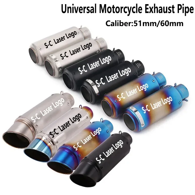51/60 mm SC Univerzálne uhlíkové vlákno Motocyklové výfukové potrubie priechodné výfukové potrubie pre pretekársky motocykel GP-Project Modify diel