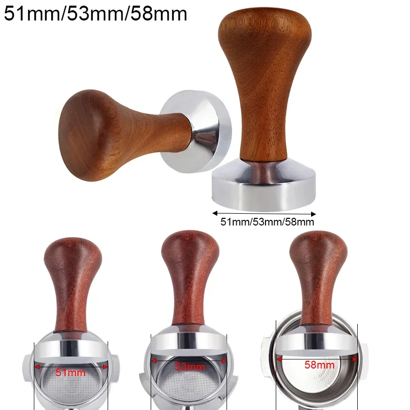 51 mm 53 mm 58 mm Espresso Tamper Coffee Barista Plochá základná káva Tampers s drevenou rukoväťou