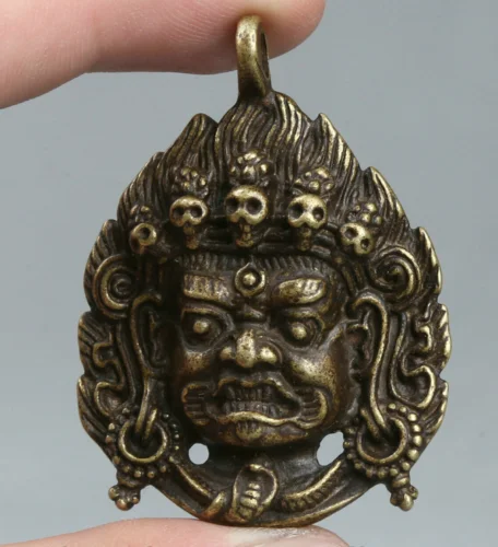 51 mm kurio čínsky bronz tantra budhizmus mahakala hnevný božský prívesok amulet