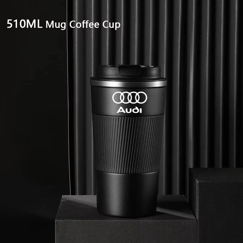 510 ml z nehrdzavejúcej ocele Thermos Thermos Cup Prenosný cestovný tepelný hrnček pre Audi Sline A1 A3 A4 A5 A6 S3 S4 S8 Q2 Q3 Q5 Q7