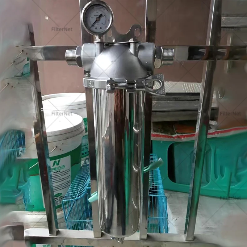 5''10 '' z nehrdzavejúcej ocele Kryt Kryt Hotografie Predbežné filter Pioplát vodného filtra pre čistenie domu 40UM Filtrovanie