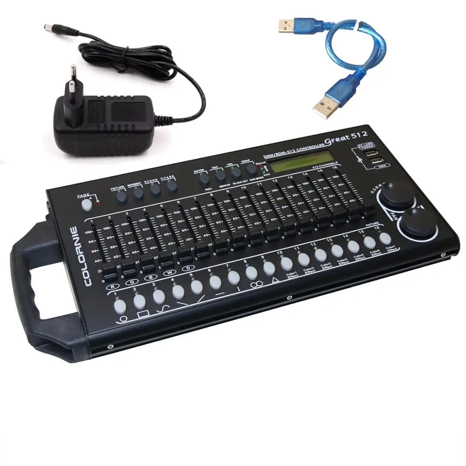 512 kanálov DMX a RDM Controller Stage osvetlenie DMX Console DMX512 Konzola Práca s USB Power Bank pre pódiové svetlo DJ zariadenie