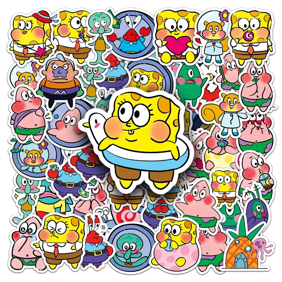 51ks SpongeBob Q vydanie Roztomilé morské tvory anime obtisky graffiti počítačový kufrový gitarový cool nálepka PVC pre deti hračky