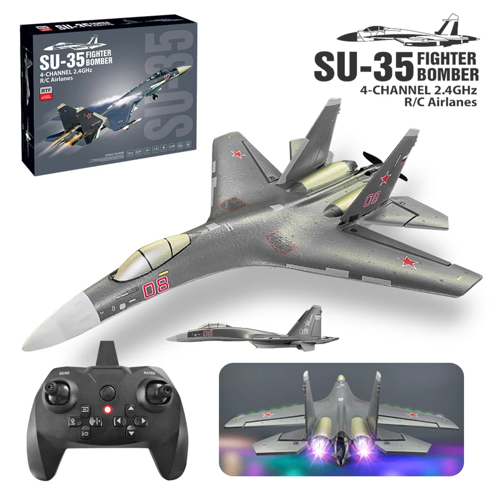 52,5 cm SU-35 RC Plane 2.4g s LED svetlami 6D invertované letové kúsky veľkého lietadla diaľkového ovládača klzákov lietadla EPP Penové hračky