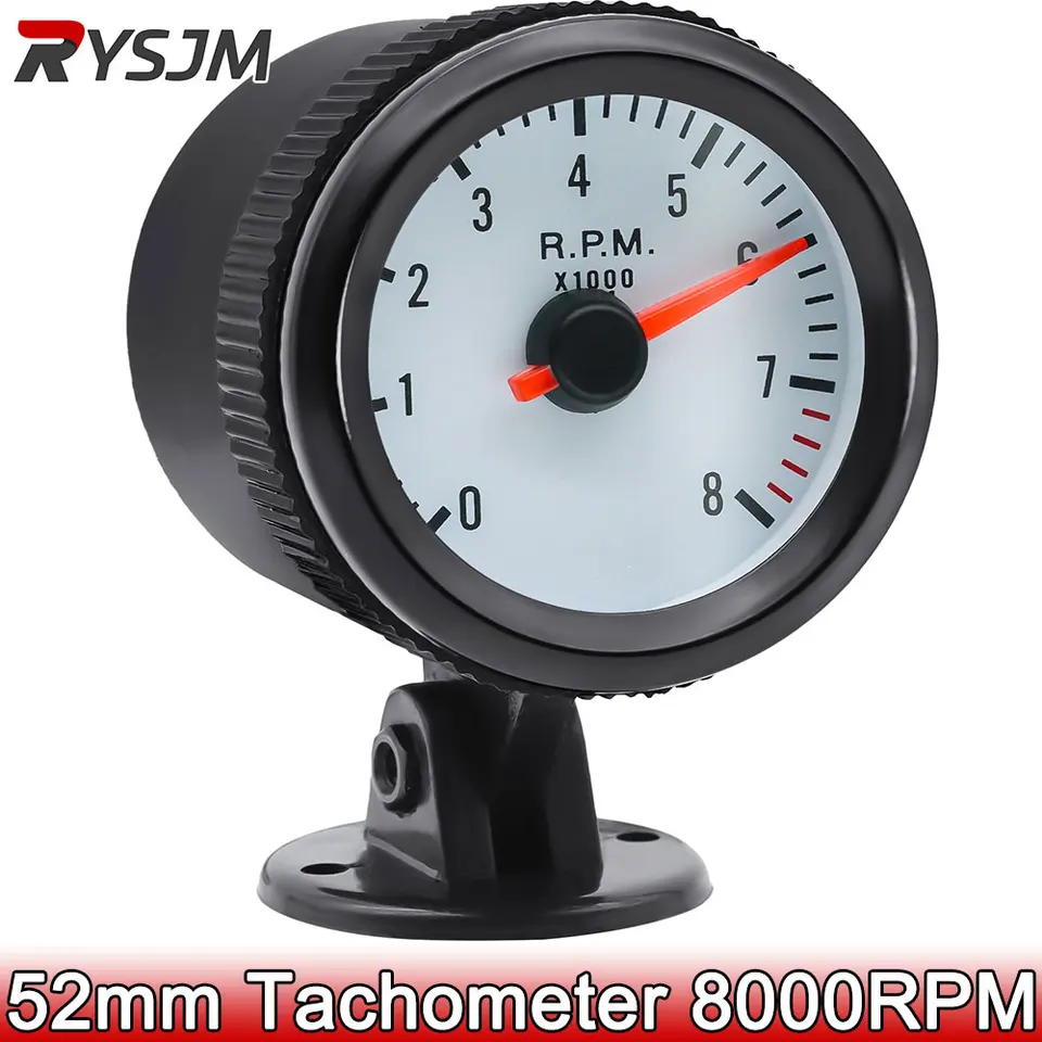 52 mm otáčky meter tachometer + držiak na meradlo Blue LED Tacho Gauge 0-8000 ot./min. Čierna pre 1-8 valcový benzínový motor
