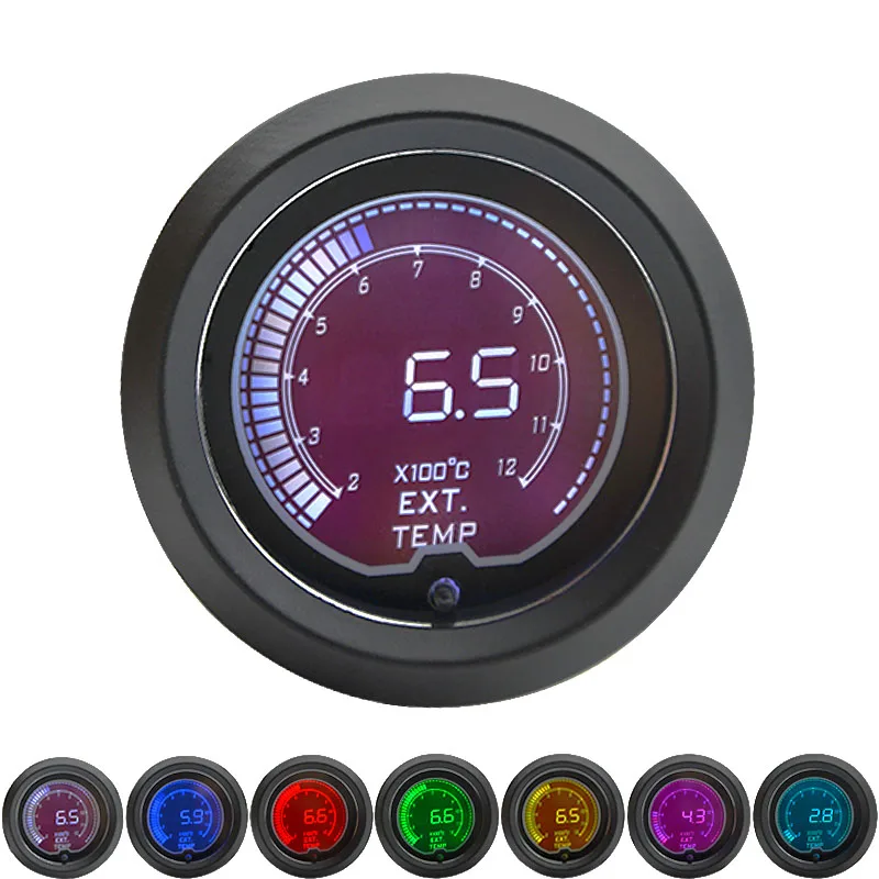 52 mm teplota výfukového plynu EGT Gauge LCD Digital 7 Color Display so snímačom