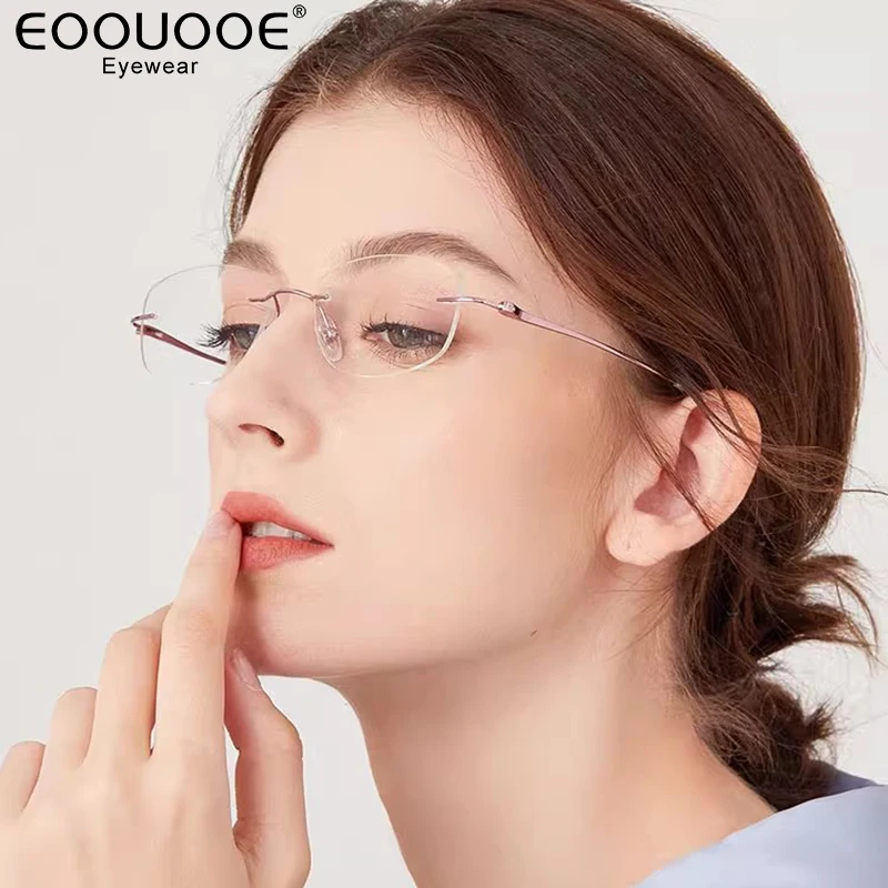 52 mm žien titánové okuliare Dámske okuliare rámy predpis Myopia Rimless okuliare 5 g Hmotnosť
