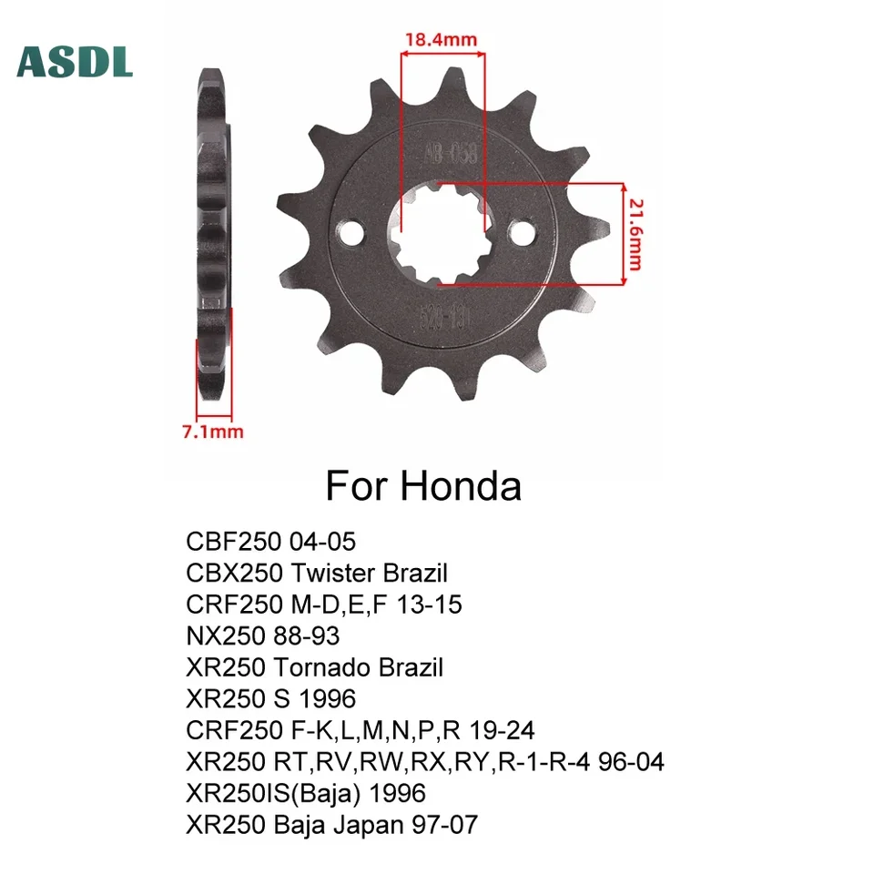 520 13T Motocykel predného ozubeného kolesového kolesa pre honda CBF250 04-05 CBX250 CRF250 NX250 XR250 CRF250 XR250 BAJA 97-07