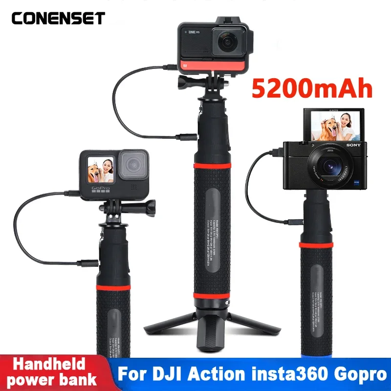5200 mAh vreckovú banku Power Bank Nabíjateľné nabíjanie palice pre GoPro 11 Insta360 Jeden x 2 3 rs DJI Akcia 3 Aplikácia batérií
