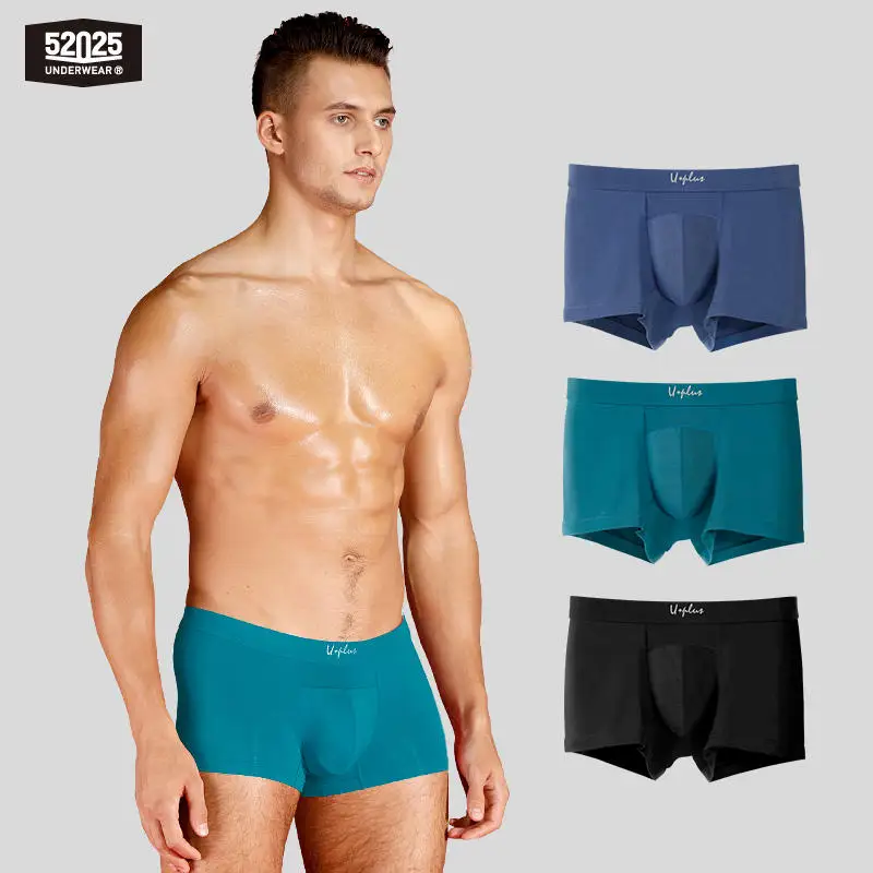 52025 Men boxerov 3-balenie s vysokým počtom mikromodálnych módnych kmeňov mäkké priedušné Pohodlné elastické boxery Sexy muži spodná bielizeň