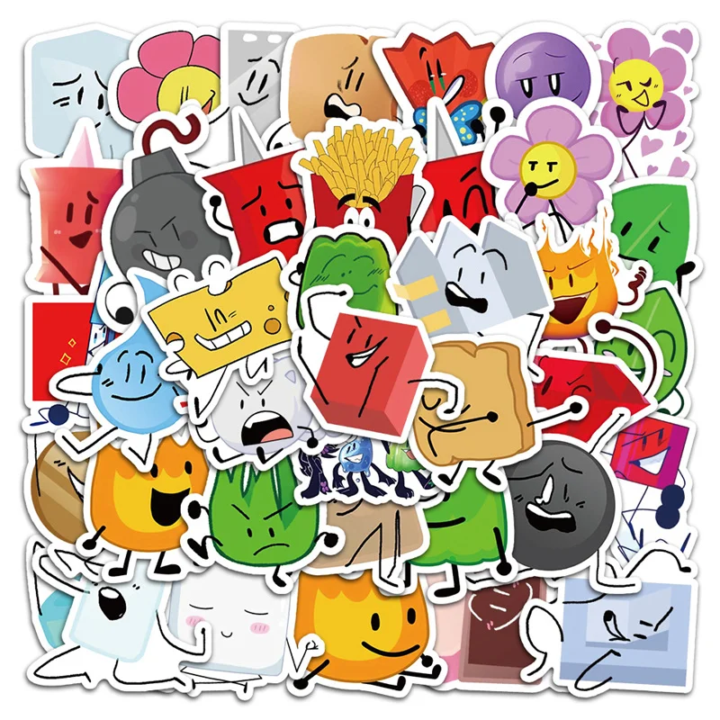 52ks Battle for Dream Island Sticker Cartoon Pattern Flower Graffiti pre laptop gitarovú skateboard batožinu vodotesné nálepky hračky