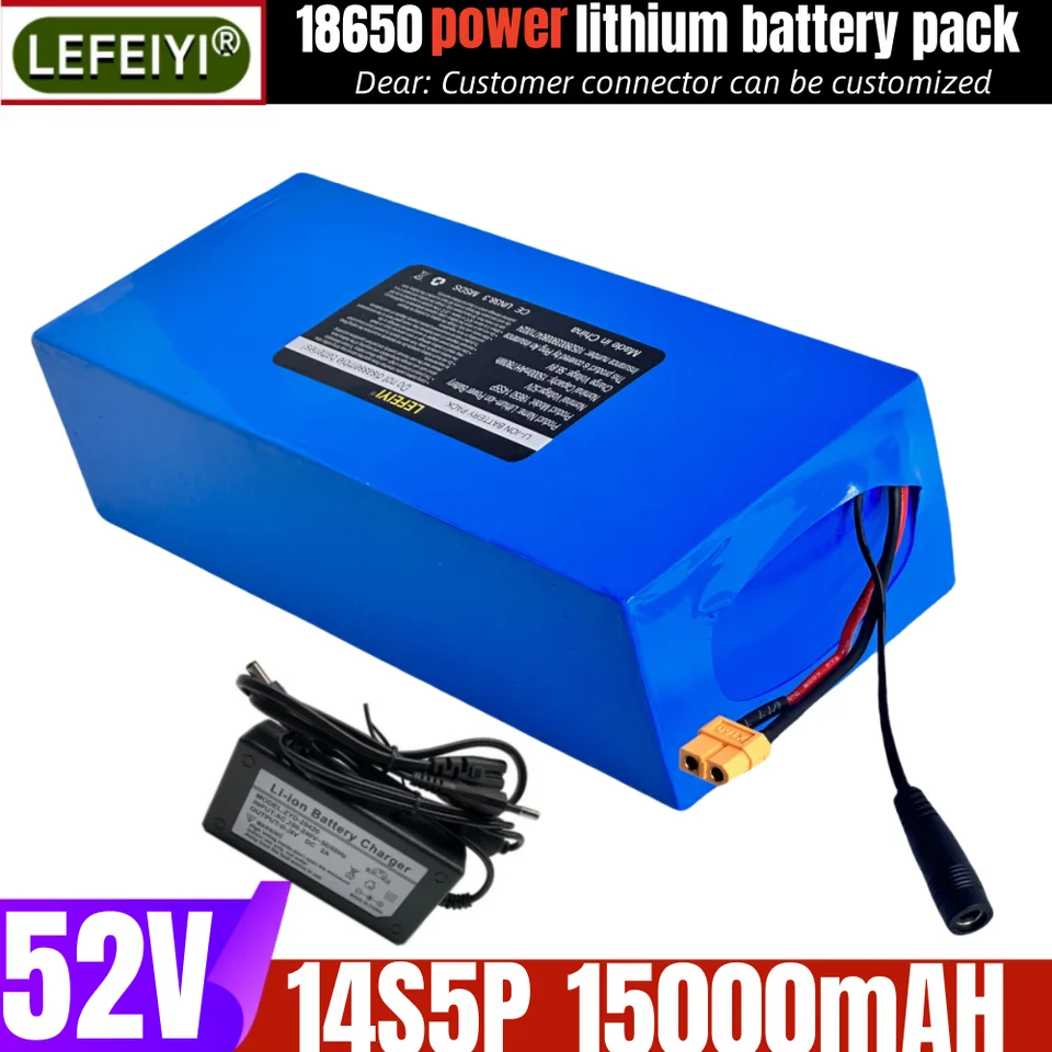 52V 14S5P 15000MAH 18650 2000W lítium batérie pre vyváženie automobilu, bicykel, skúter, trojkolky 58,8 V