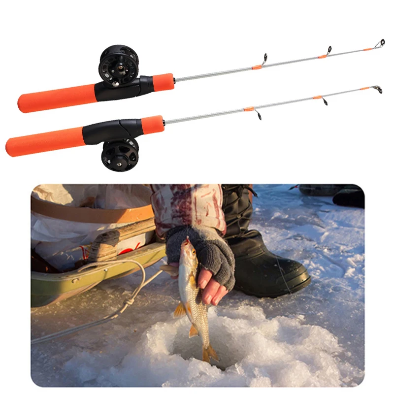 53 cm Ultralight Dva sekcie Rybárska tyč ICE Rybárska tyč Prenosné sklenené vlákno Krevety Krevety Rybárska tyč zimné rybárske prúty Pesca
