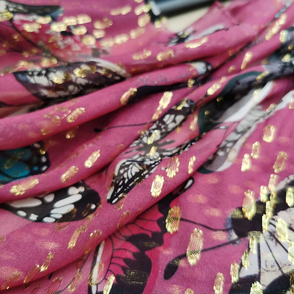 53 '' široký od metrov Gold Brocade hodvábny tkanina gázový motýľ jacquard hodvábny georgette materiál prírodný