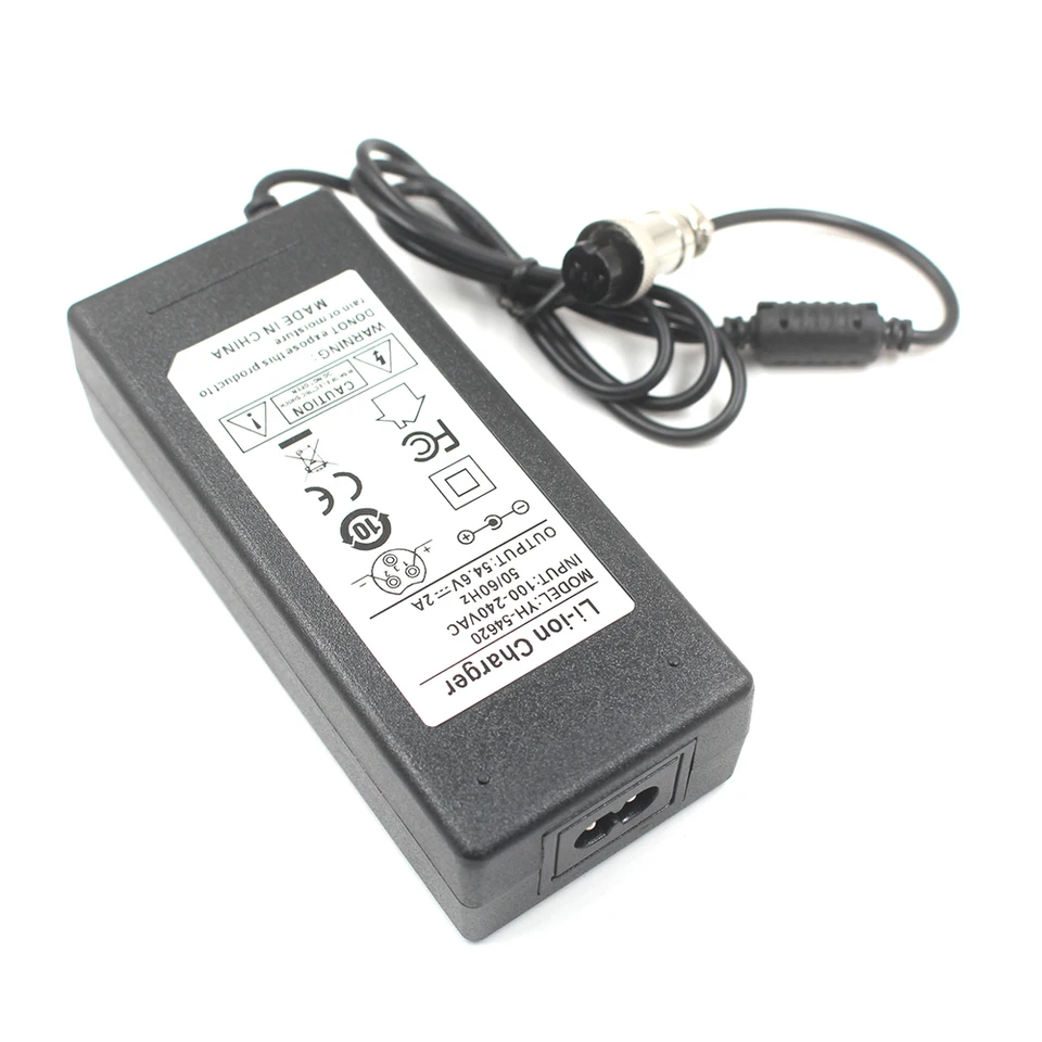 54,6 V 2A Li iónová nabíjačka pre 48 V 13S Li-Ion Battery DC DC Socket/Connector nabíjačka GX16 3P
