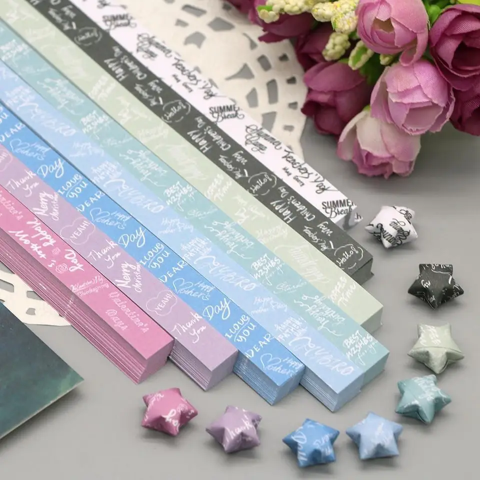 540 listov DIY farebná hviezda origami papier Jednostranný umelecký remeselnícky papier papier karikatúra Karika