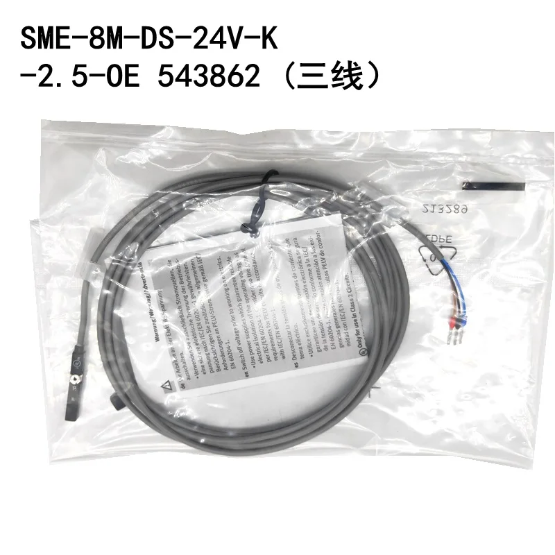 543862 Festo Typ pneumatického valca Magnetický spínač SME-8M-DS-24V-K-2,5-OE Senzor tri jadrové spínač proxity 543863 543876