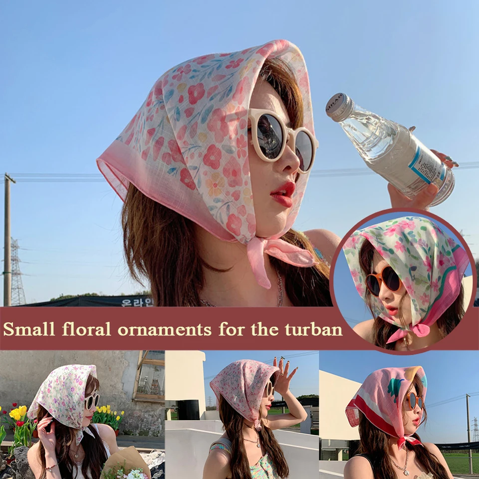 55 cm bavlnená bielizeň obaly hlavy vreckovky vreckovky Neckerchief Bandanas Square Scarf Flower Hairband Soft