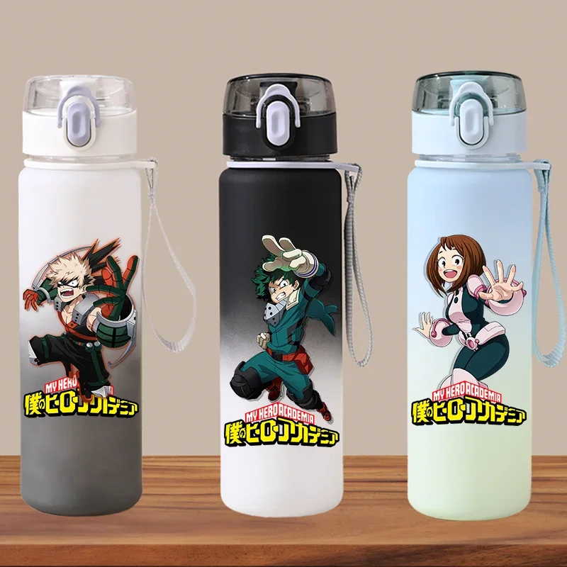 550 ml vodné poháriky My Hero Academia Veľká kapacita prenosný plastový aldult vonkajší športový gradient Farba Deti fľaša na vodu